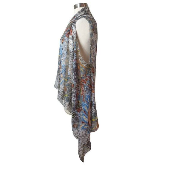 Bohemian Sleeveless Shawl OS Vest Sheer Festive Paisley Designer Cardigan Wrap - Picture 4 of 4